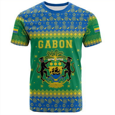 Gabon Flag Long Sleeve Shirt - National Coat of Arms and Vertical Design TS04