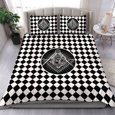Prince Hall Freemasonry Bedding Set Plaid Freemasonry Pattern