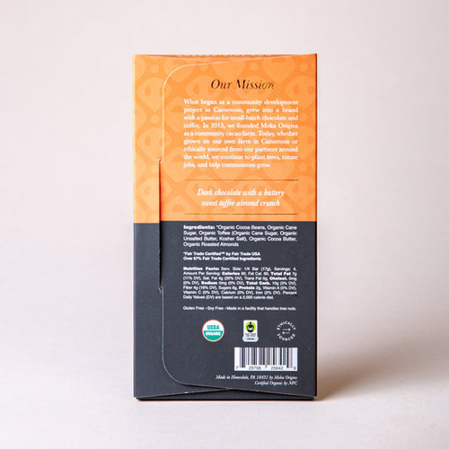 Moka Origins Toffee Almond 72% Dark Chocolate