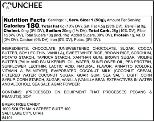 Break Free Candy GF Crunchee Candy Bar