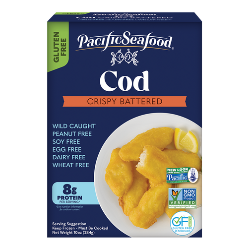 Pacific Sustainable Seafood Crispy Battered Cod, Gluten-Free Mall