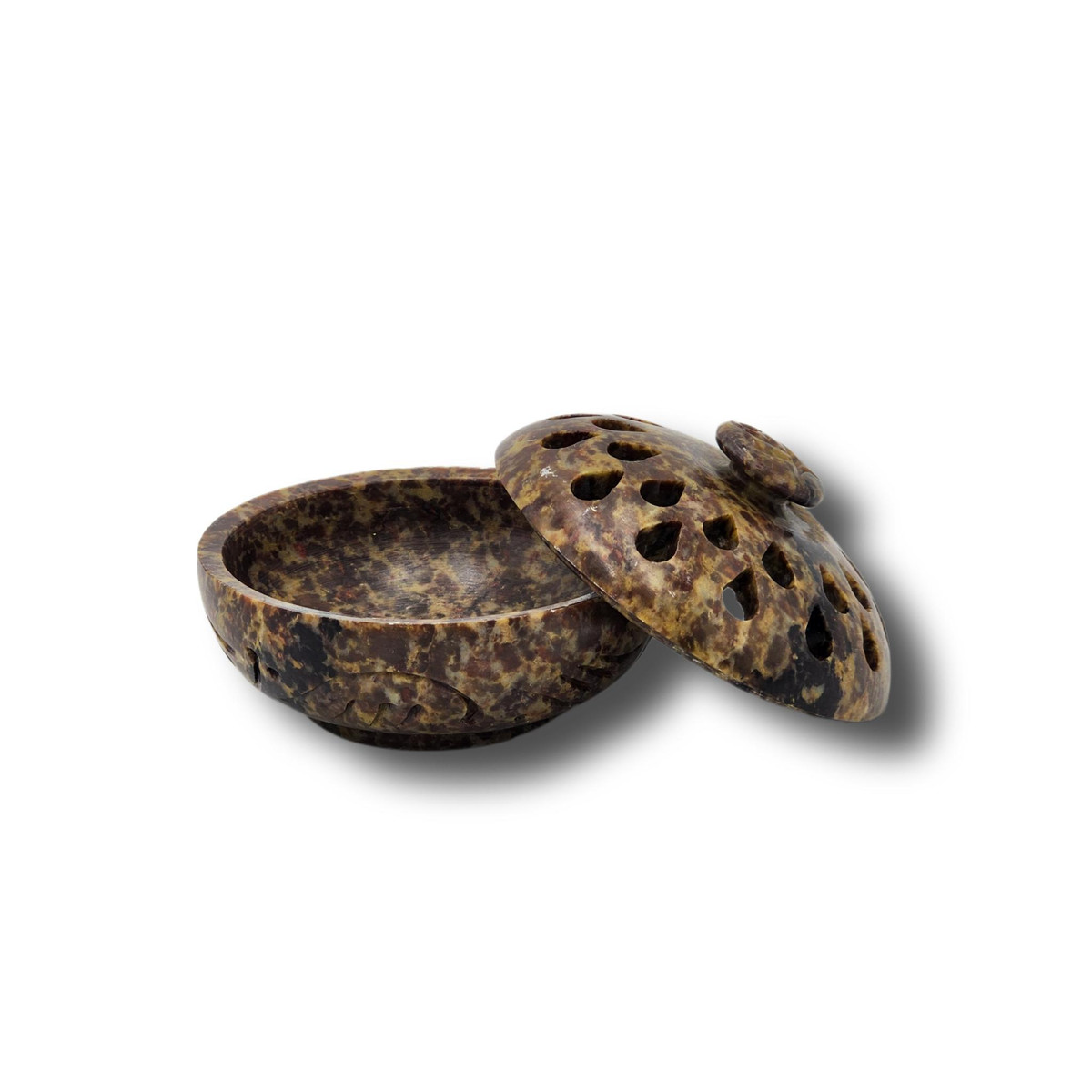 Soapstone Burner with Lid Assorted Designs 3" Coyote Moon Crystals