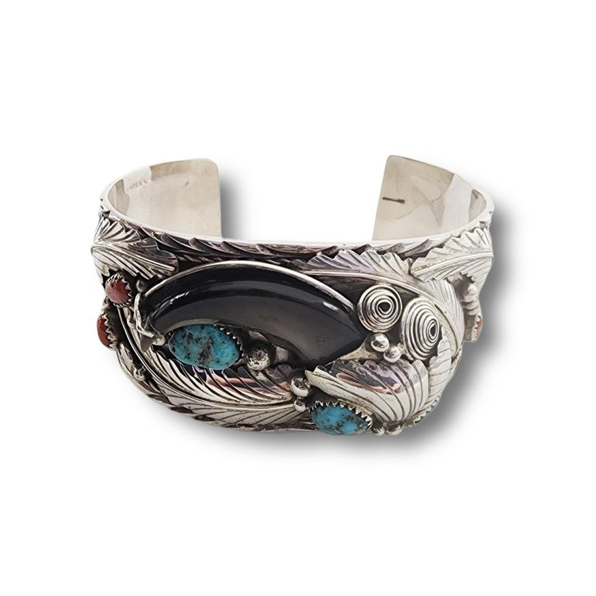 Bear Claw Turquoise Coral Mens Cuff 26367