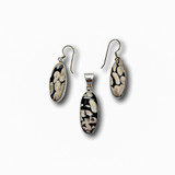 Peanut Wood Jasper Pendant & Earring Set .925 Silver
