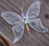 Butterfly Suncatcher Silver Tones Light Rainbow Small