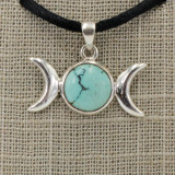 Turquoise Triple Moon Pendant .925 Silver