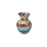 Navajo Fine Etched Horsehair Ceramic Vase 4"
