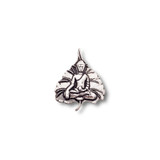 Buddha on Bodhi Leaf Pendant .925 Silver