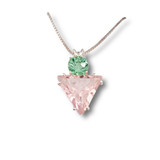 Pink Garnet Angelic Star (TM) w/Tibetan Green Obsidian Necklace .925 Silver