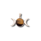 Triple Moon Pendant w/Gold Tiger Eye .925 Silver (S2)