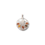 Amber Feather Pendant .925 Silver