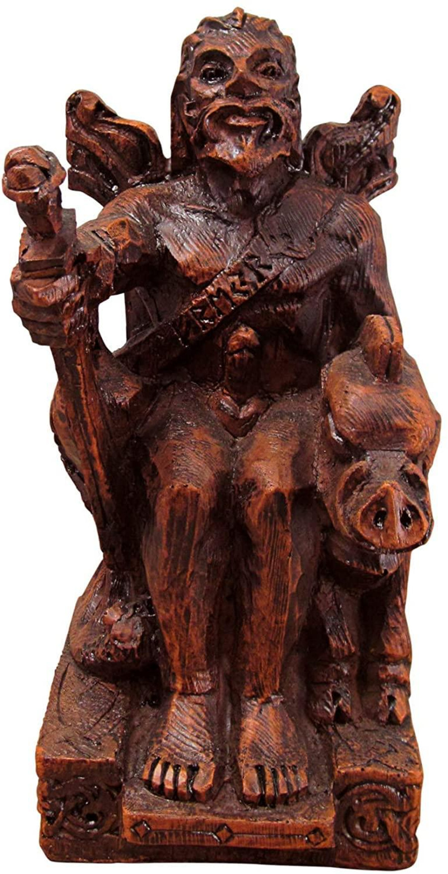 Seated Freyr Statue - Wood Finish