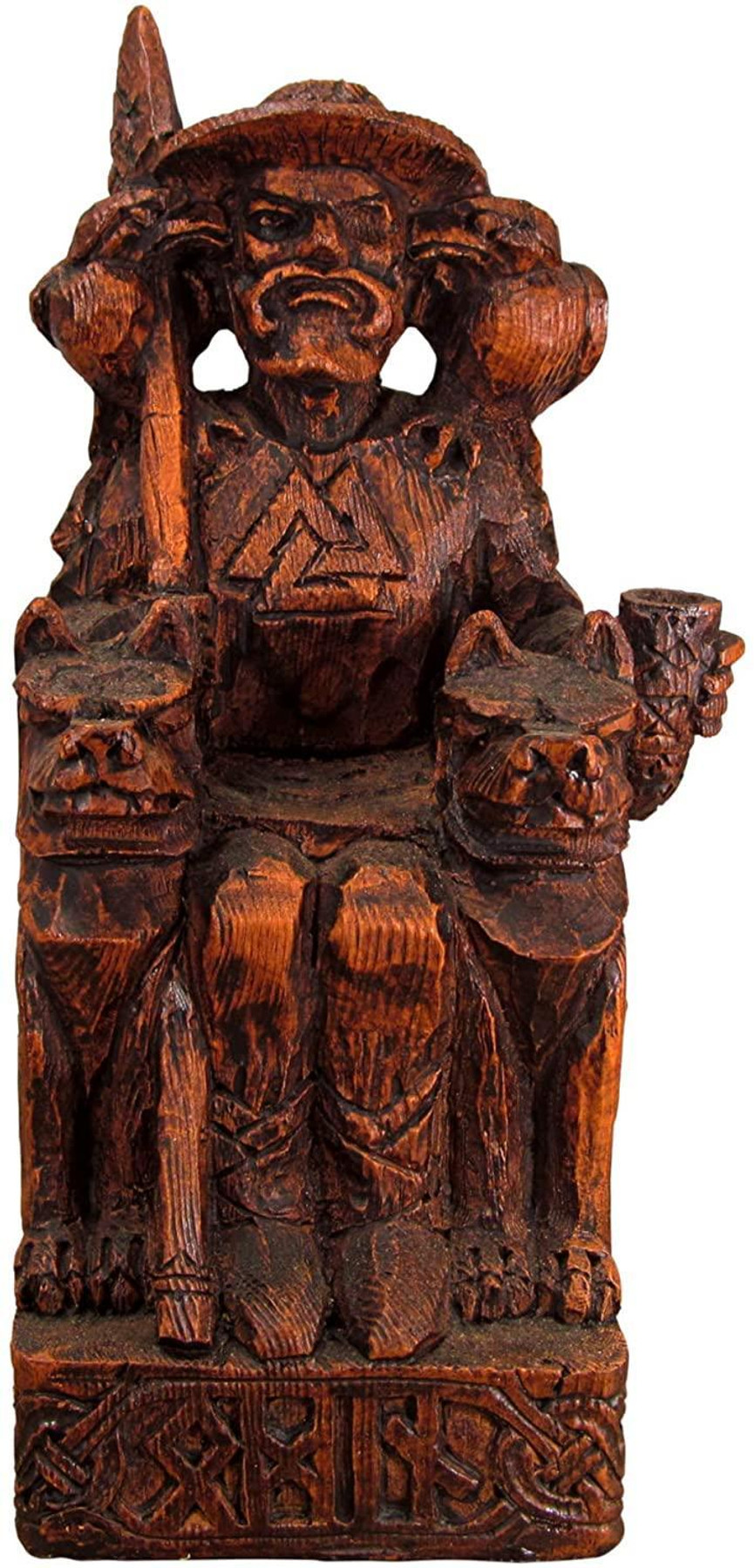 Seated Odin Statue - Wood Finish