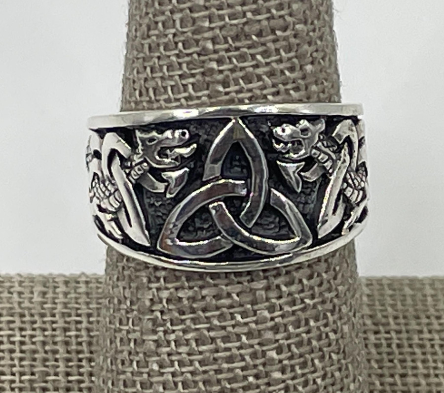 Triquetra w/Celtic Dragon Ring .925 Silver