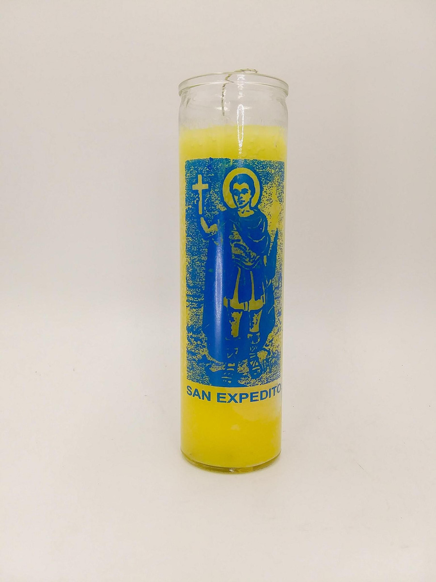 St. Expedite Yellow 7 Day Vigil Candles 8", 470 ml