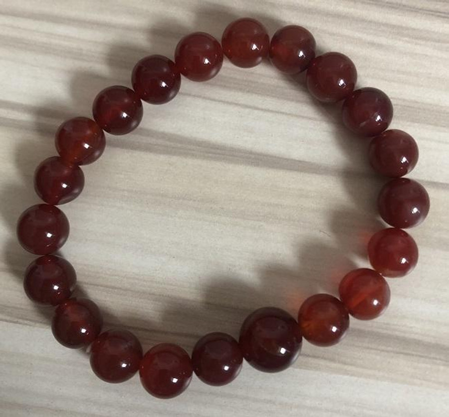 Carnelian Beaded Bracelet - 10mm