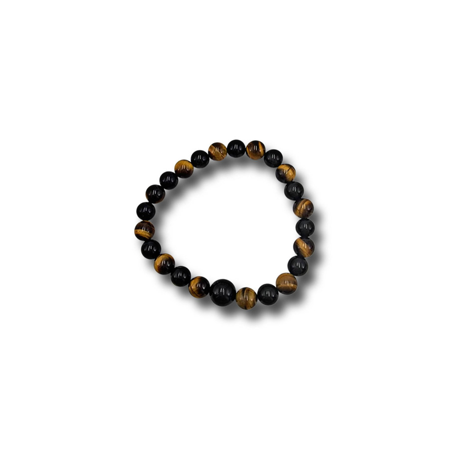 Tiger's Eye & Obsidian Beaded Bracelet