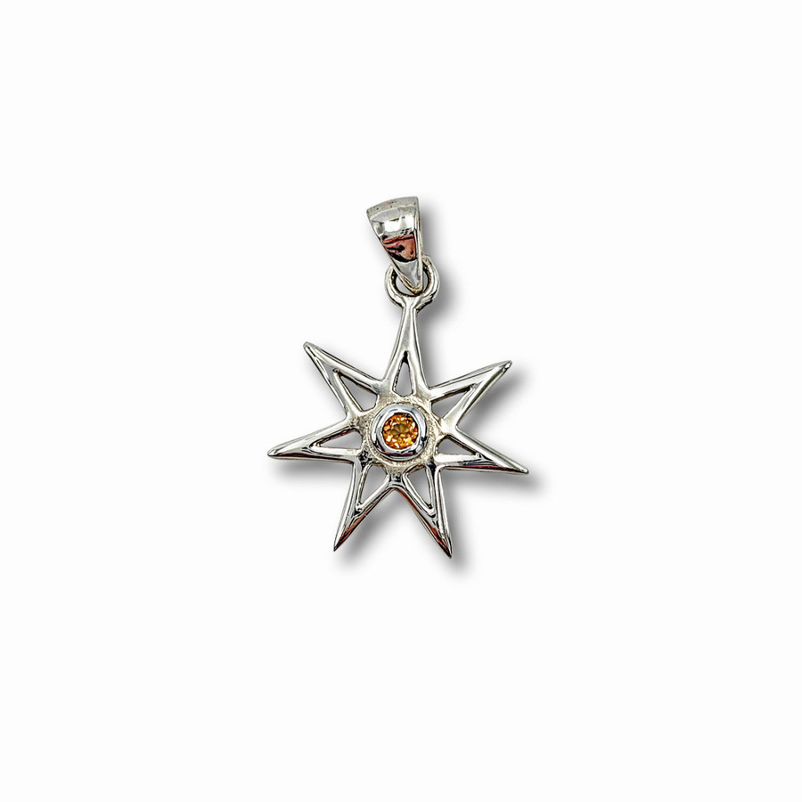 Citrine Fairy Star Pendant .925 Silver
