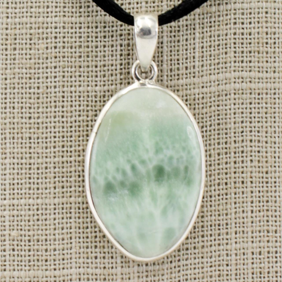 Green Aragonite Pendant .925 Silver