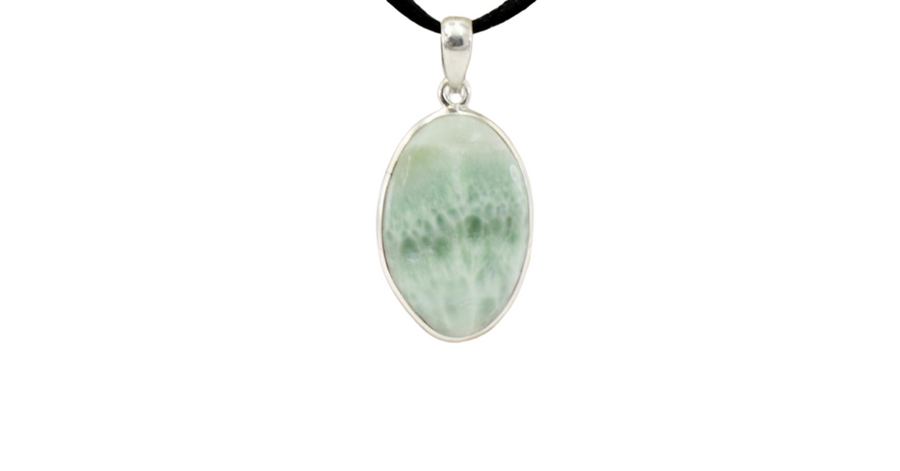 Green Aragonite Pendant .925 Silver