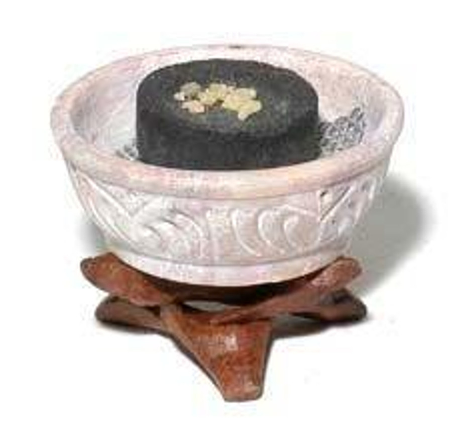 Stone Charcoal Burner with Wood Stand