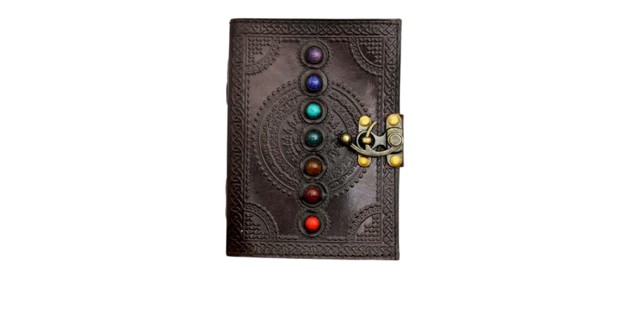 5 x 7 inch Chakra Stone Journal with Semi Precious Chakra Stones