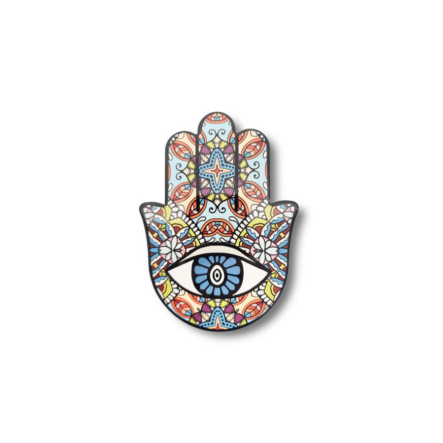 Hamsa w/Evil Eye Ceramic Coaster/Trivet Set