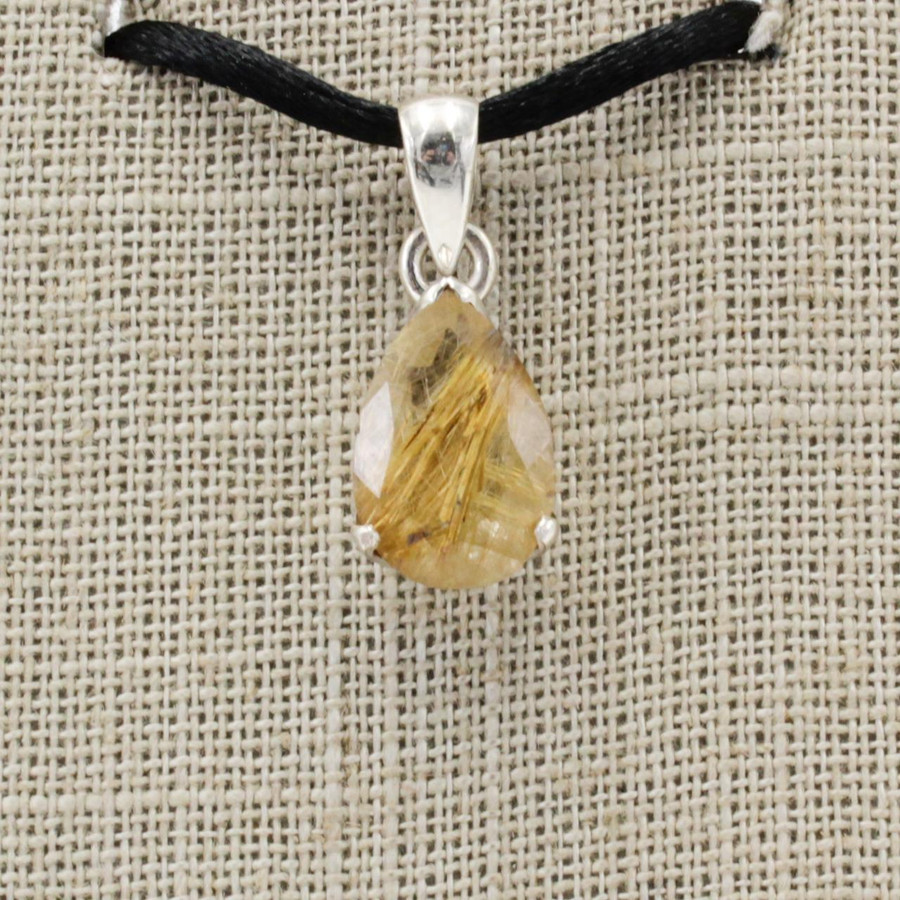 Rutilated Quartz Pendant .925 Silver