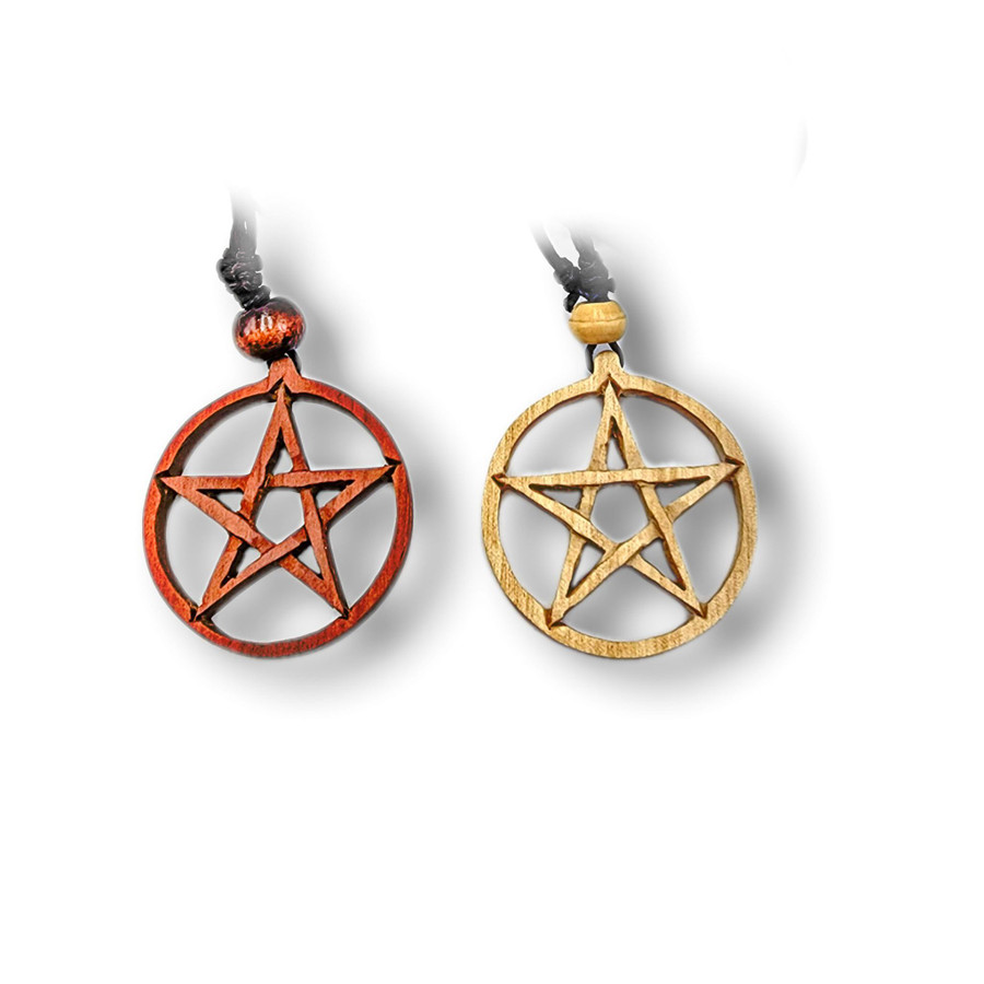 Wood Pentacle Necklace (Assorted)