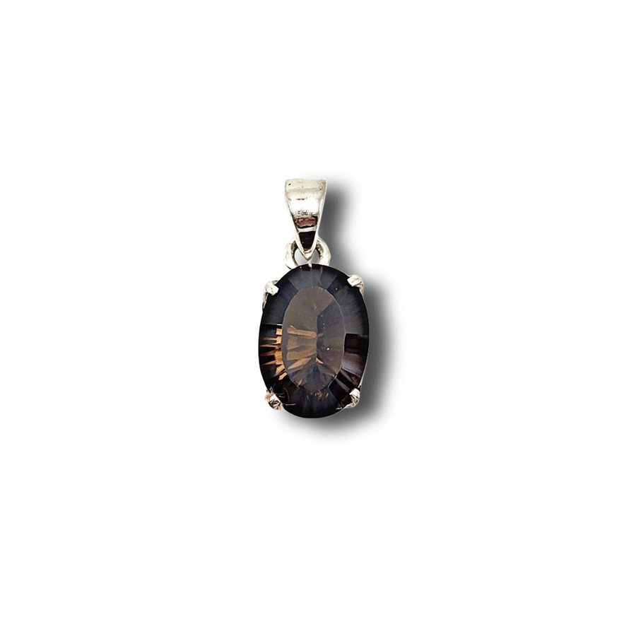 Smoky Quartz Pendant .925 Silver 0.5" (O)