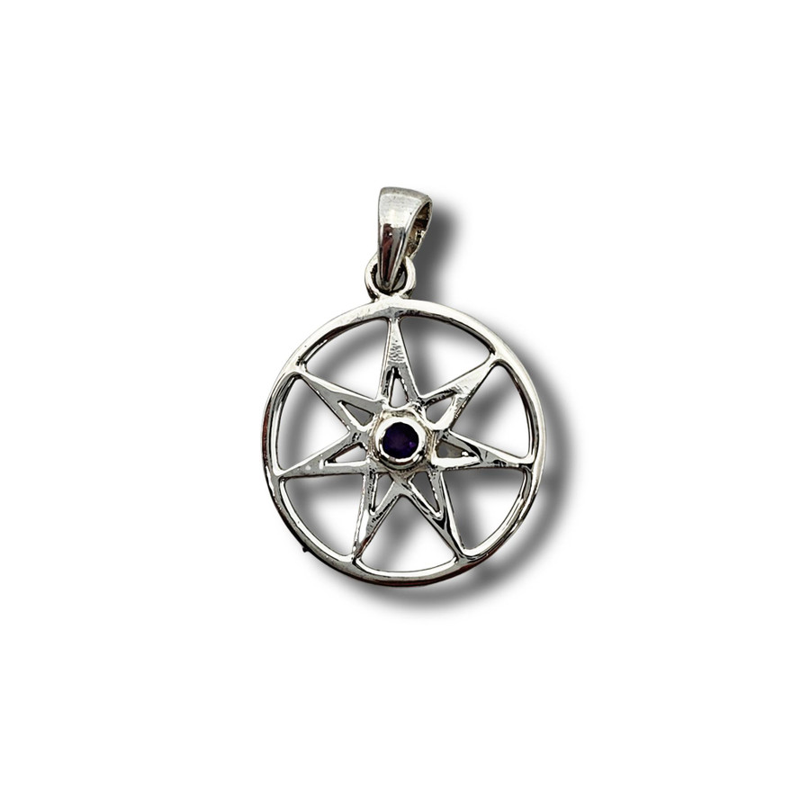 Amethyst Fairy Star Pendant .925 Silver 1.25" (RF)