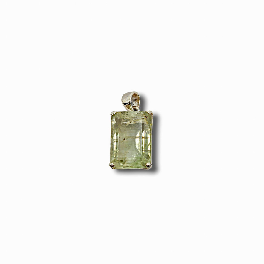 Green Kunzite Pendant .925 Silver 1" (B)