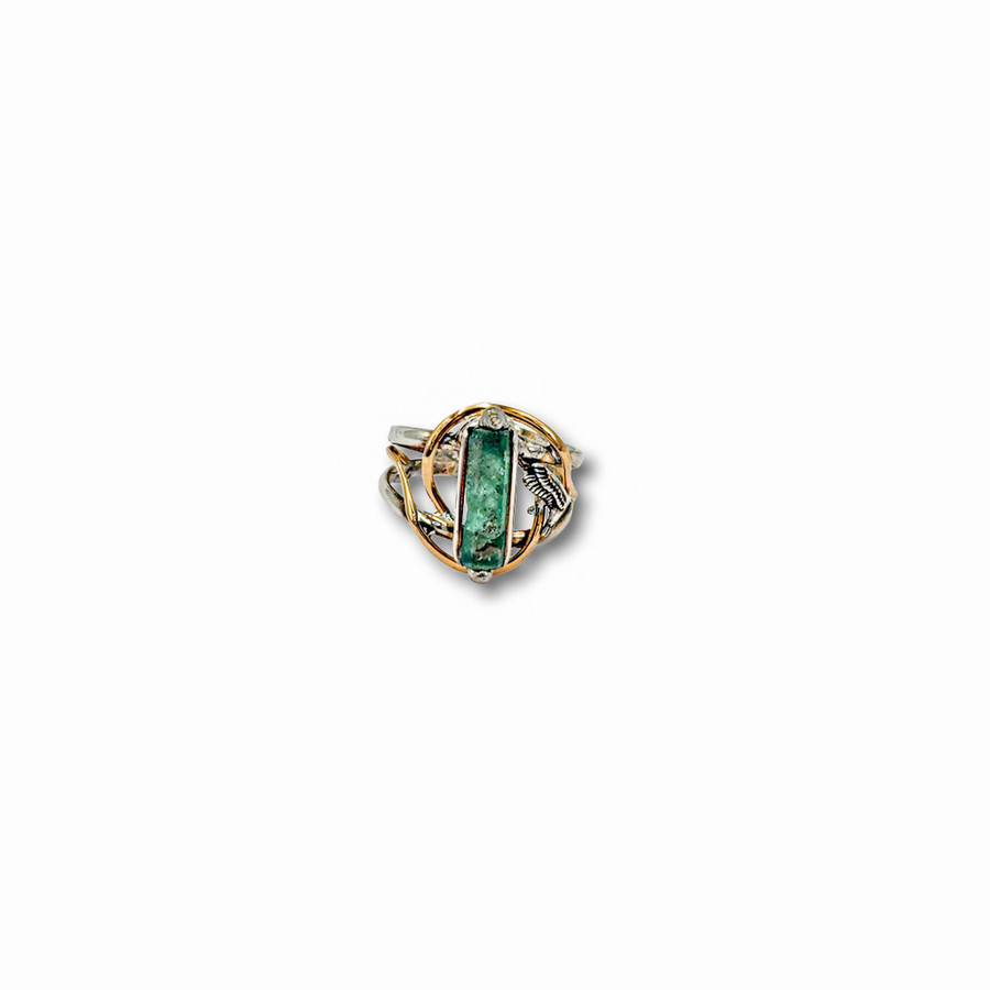 Emerald Cuff Ring .925 Silver