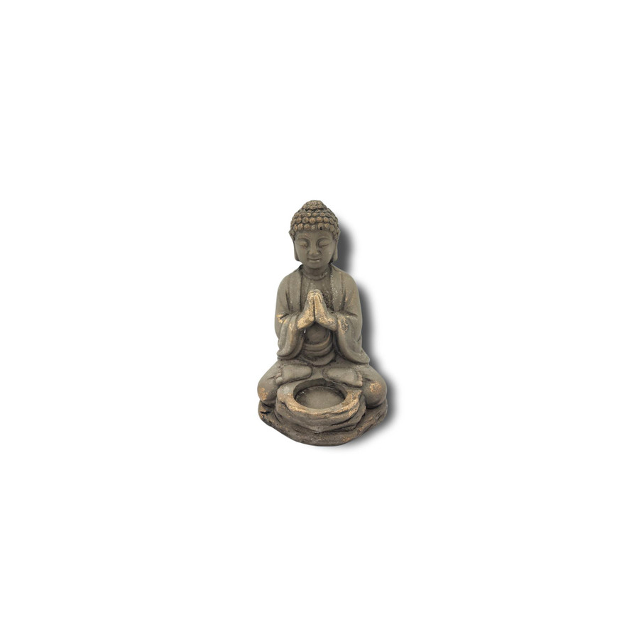 Stone Buddha Tea Light Holder 8"