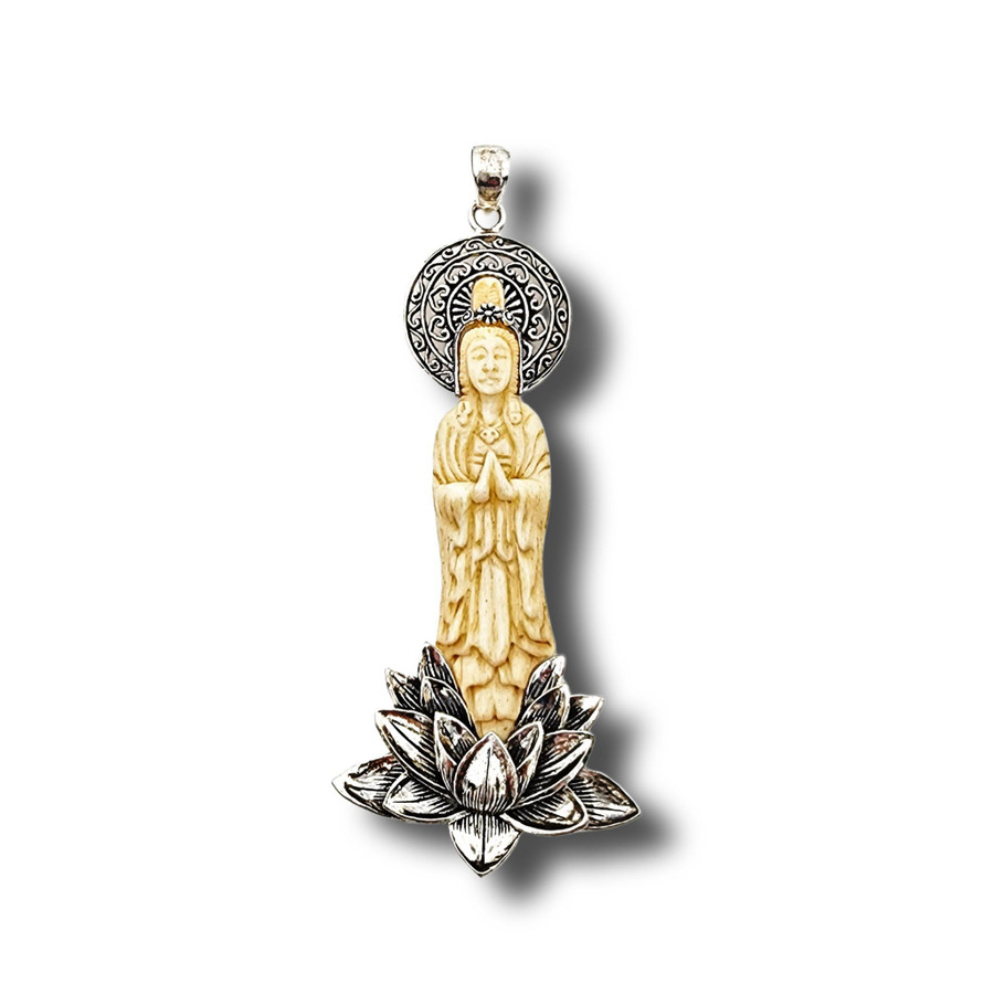 Quan Yin Pendant w/Bone .925 SIlver