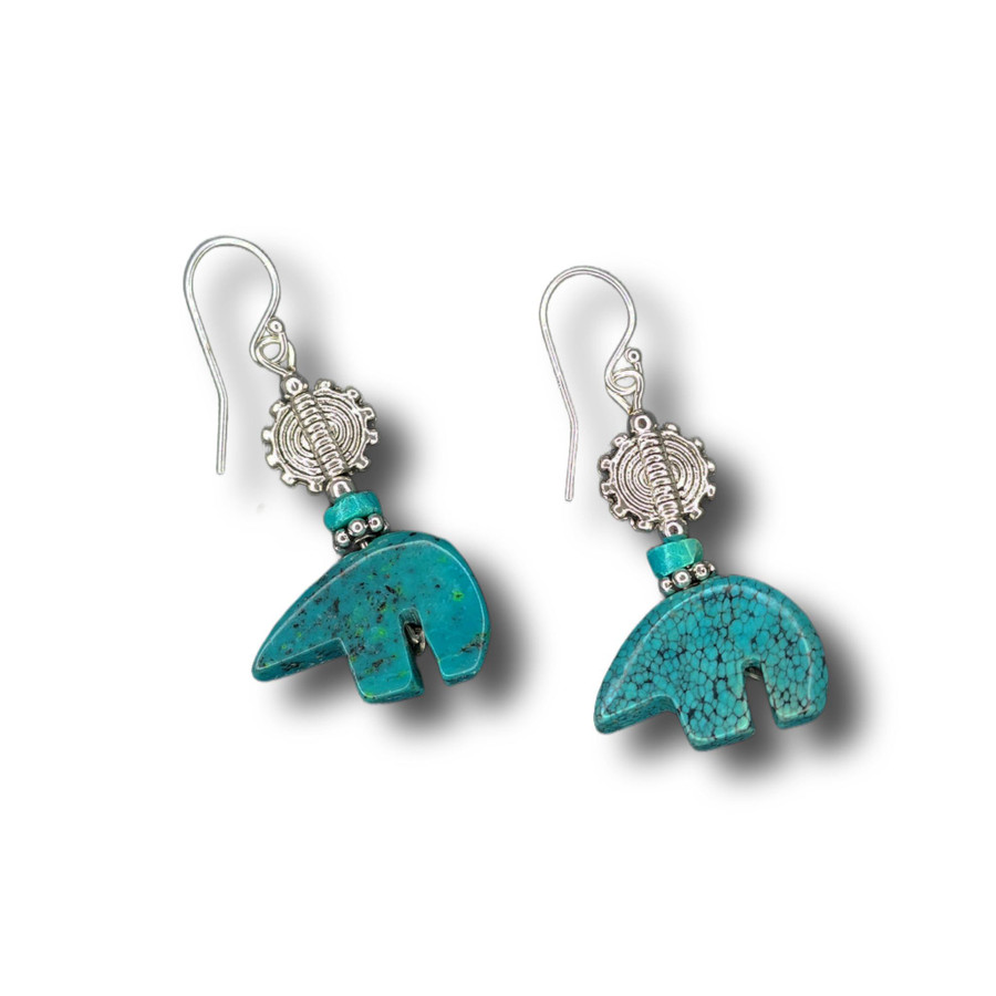 Turquoise Bear Earrings