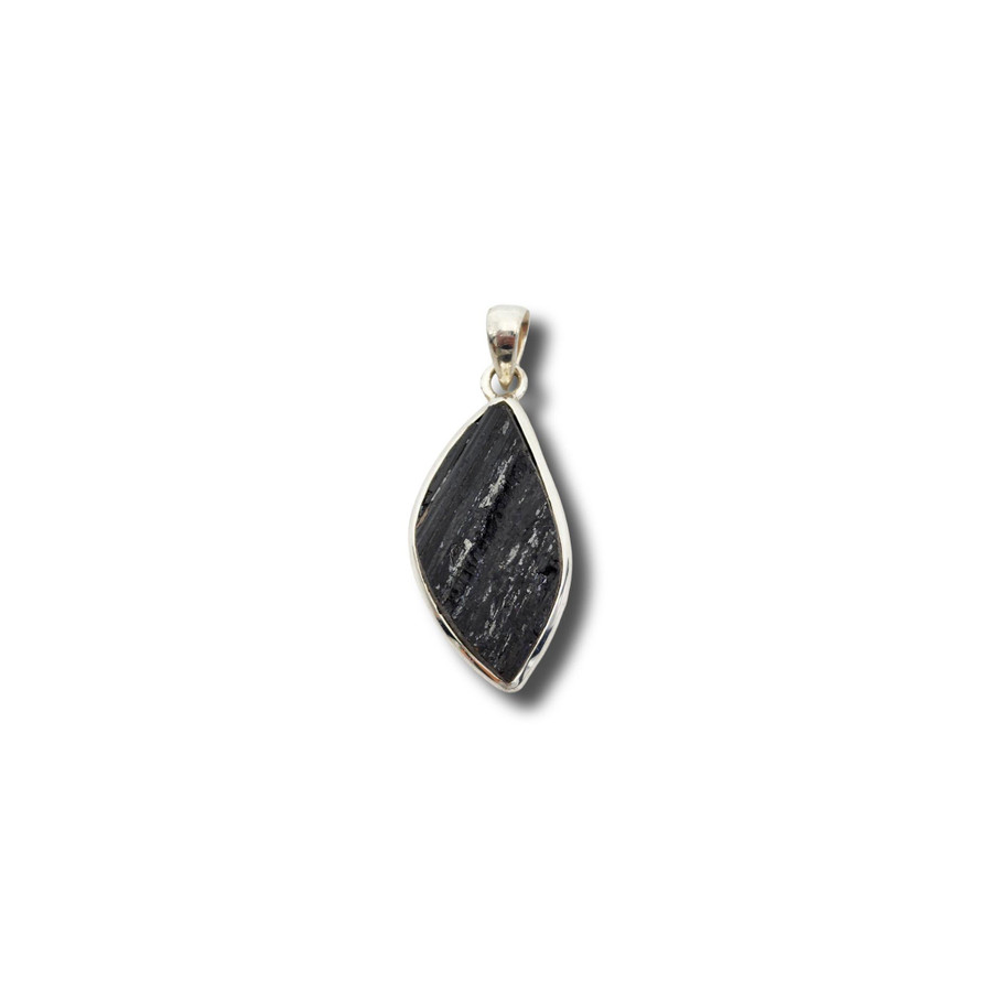 Black Tourmaline Pendant .925 Silver 1.75" (FFN)