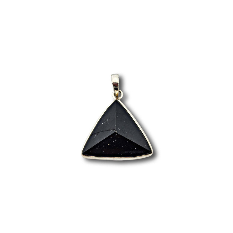 Black Tourmaline Pendant .925 Silver 1.5" (PC)