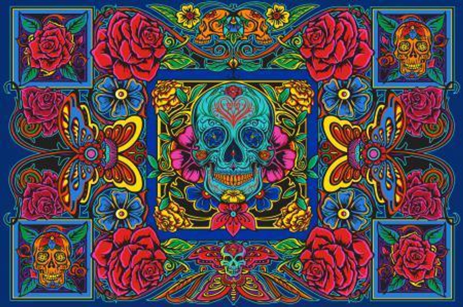 Skull & Roses 3D Tapestry