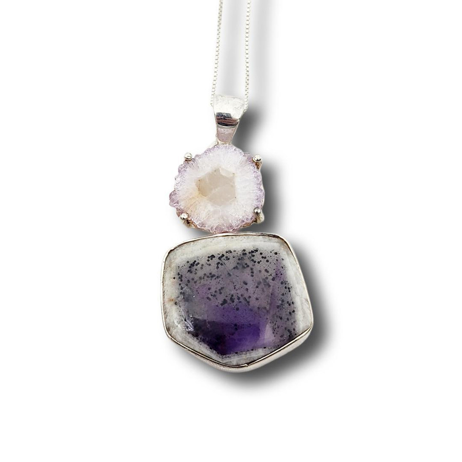 Sterling Silver Amethyst Stalactite & Super 7 Necklace