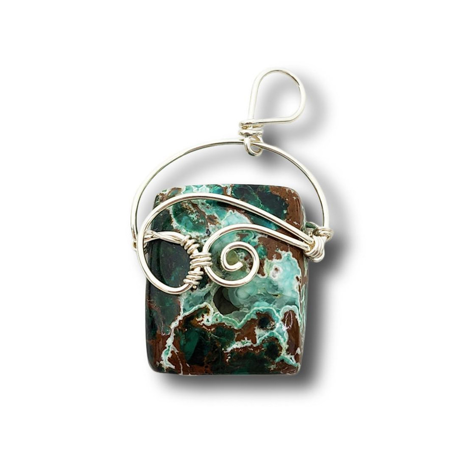 Sterling Silver Chrysocolla Wire Wrapped Pendant