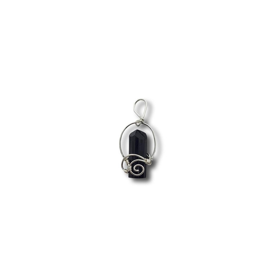 Sterling Silver Black Tourmaline Pendant