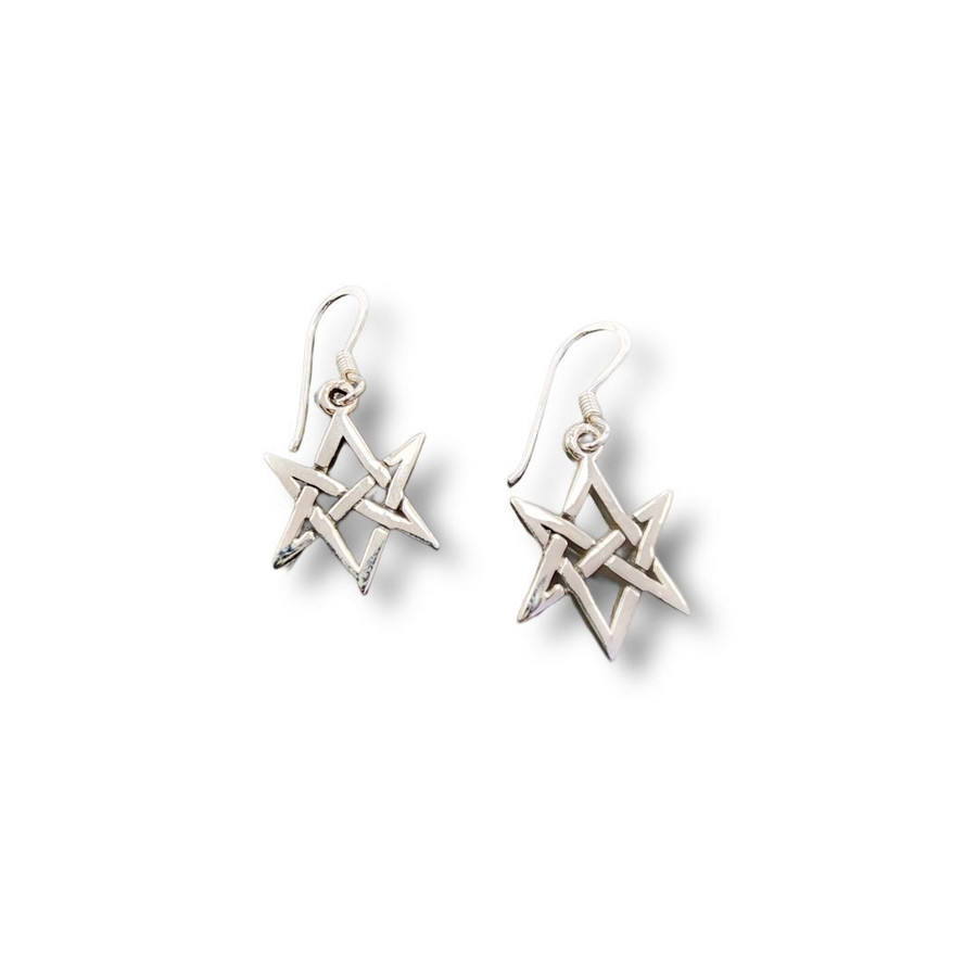 Unicursal Hexagram Dangle Earrings .925 Silver