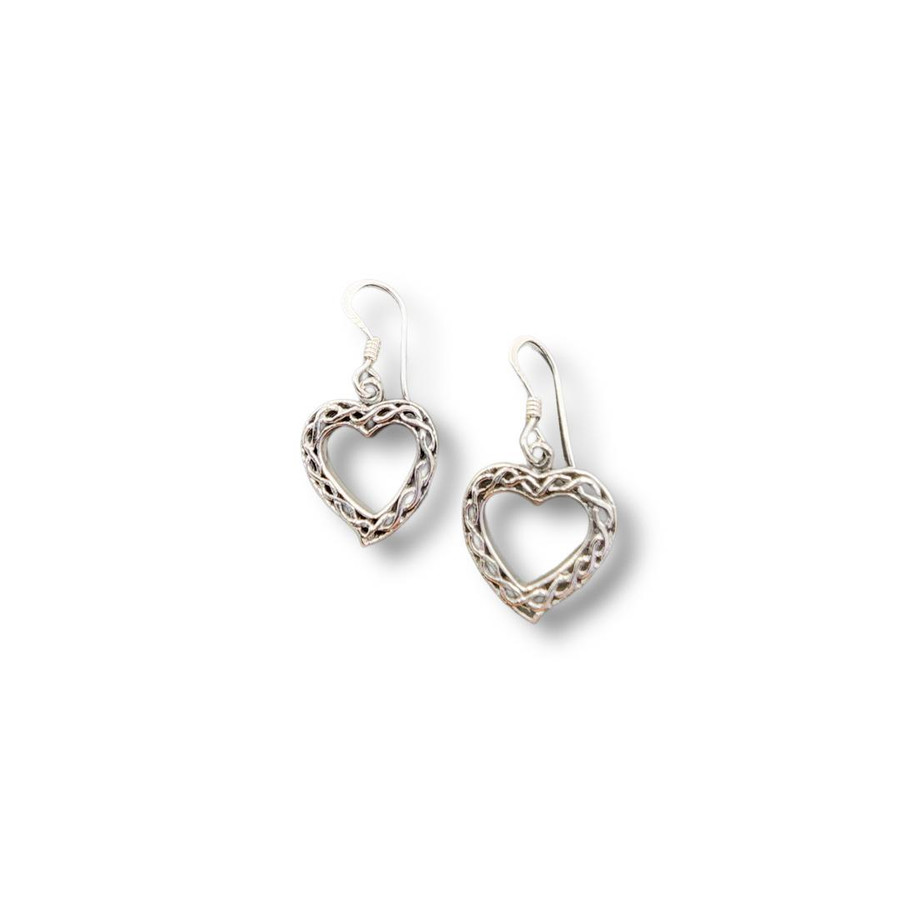 Heart Dangle Earrings .925 Silver