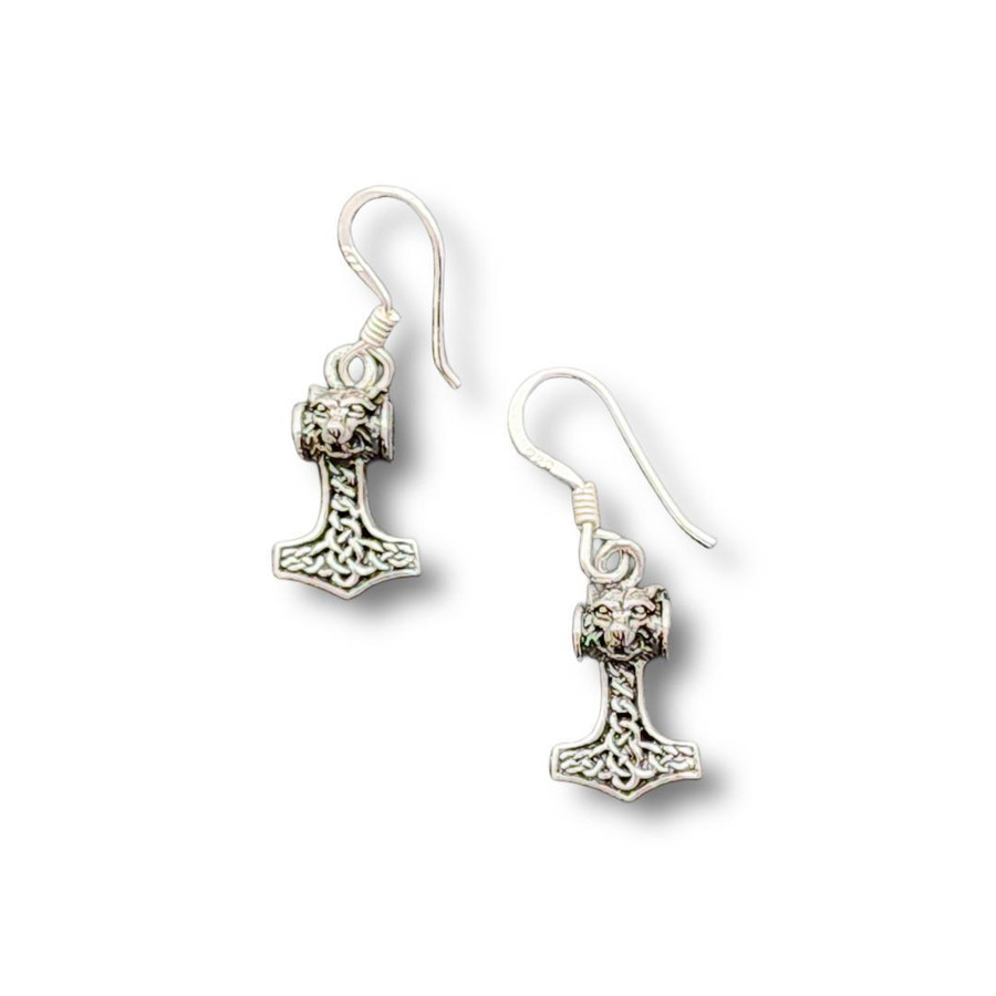 Thor's Hammer Dangle Earrings .925 Silver (S1)