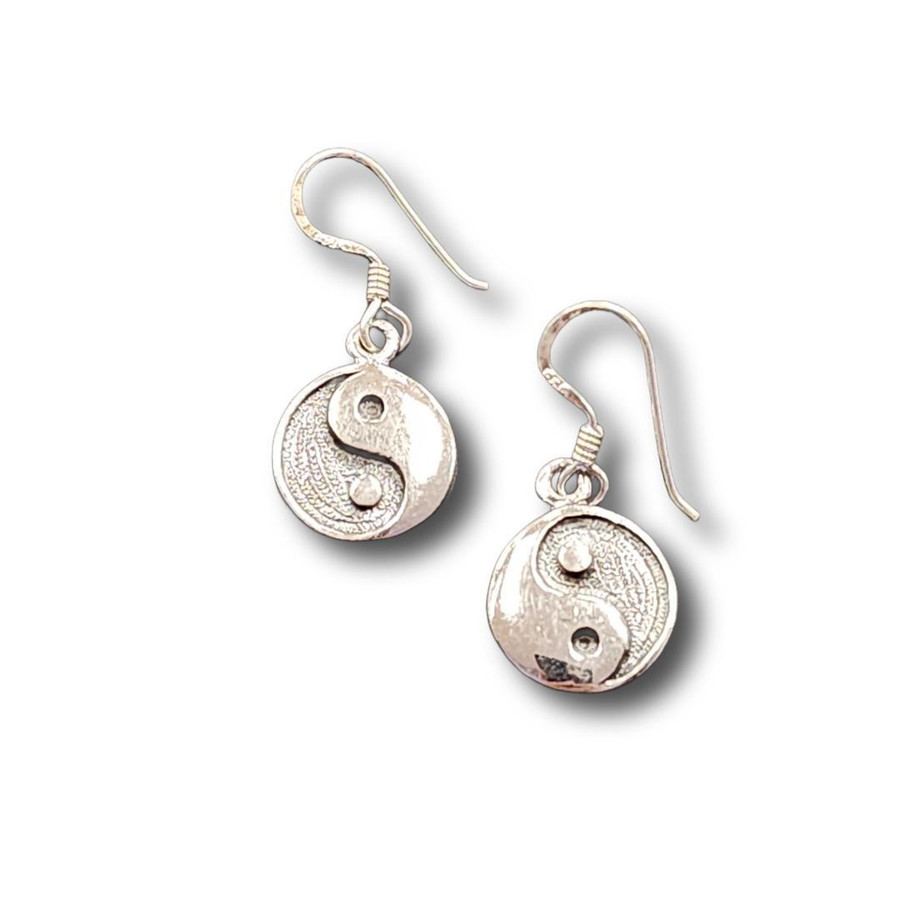 Yin Yang Dangle Earrings .925 Silver (S1)