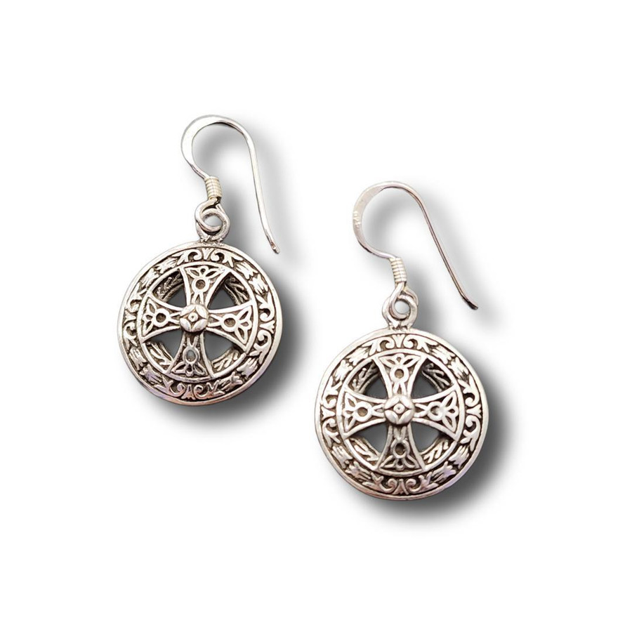 Celtic Cross Dangle Earrings .925 Silver (S2)