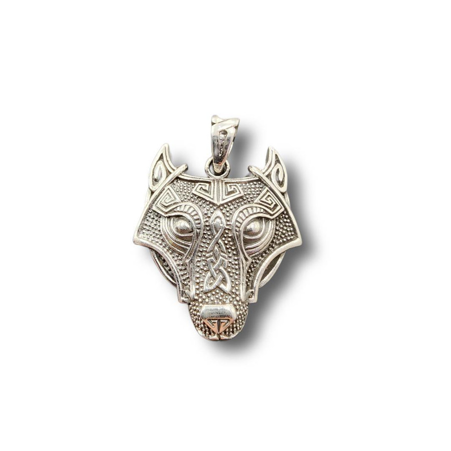 Celtic Wolf Head Pendant .925 Silver (S1)