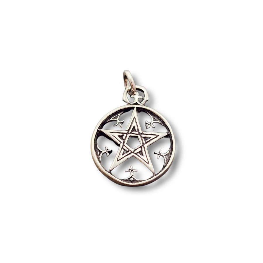 Fleur de Lis Pentacle Pendant .925 Silver