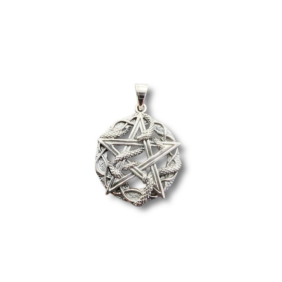Sterling Silver Snake Wrapped Pentacle Pendant
